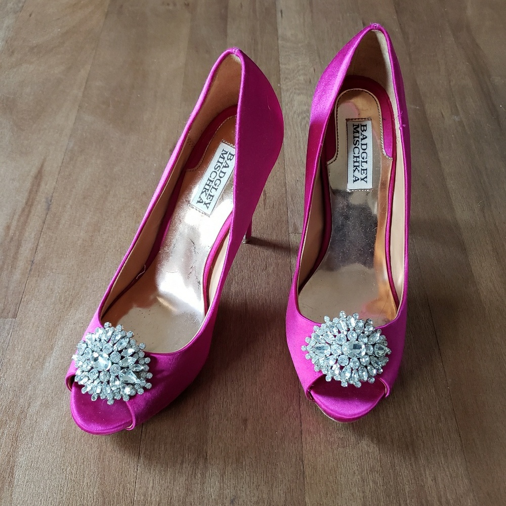Badgley Mischka Hot Pink Heels 7.5 😍